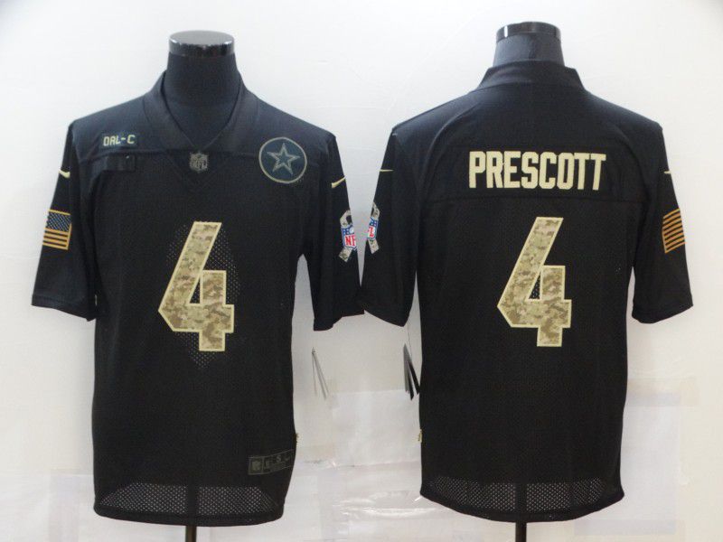 Men Dallas cowboys 4 Prescott Black camo Lettering 2020 Nike NFL Jersey